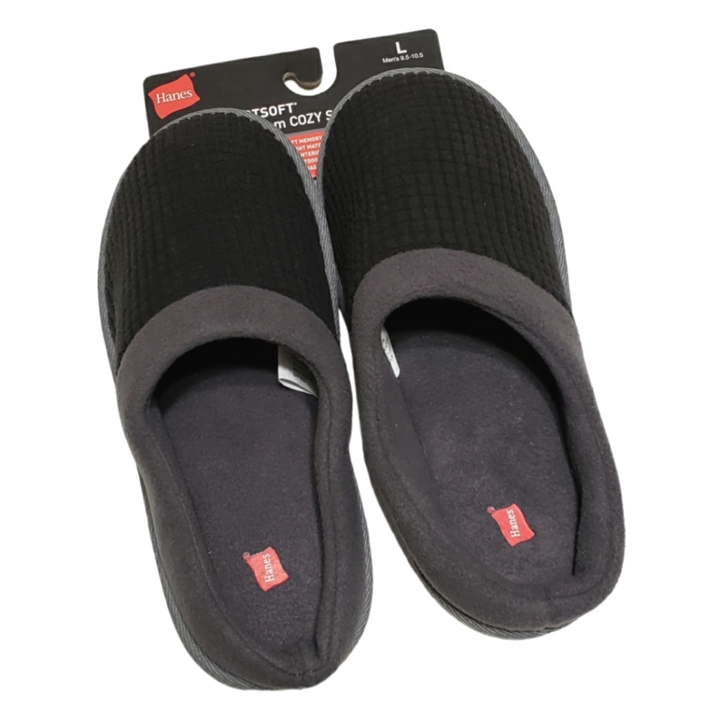 Hanes ComfortSoft Memory Foam Cozy Slippers Men's Size L(9.5-10.5) NWT